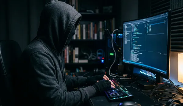Delincuente cometiendo fraude en pymes